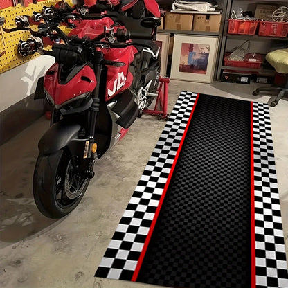 VIKAMA Racing Track Rug Low-Maintenance, Non-Slip Entrance Hall Doormat Motorcycle Parking Rug Home Interior Decoration