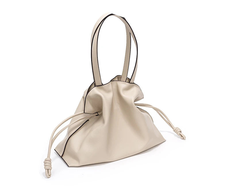 100% Genuine Leather Extra Large Shoulder Bags Women Handbag Bucket Bag Fashion Luxury Designer String Tote Tassel Clutch Bolsas