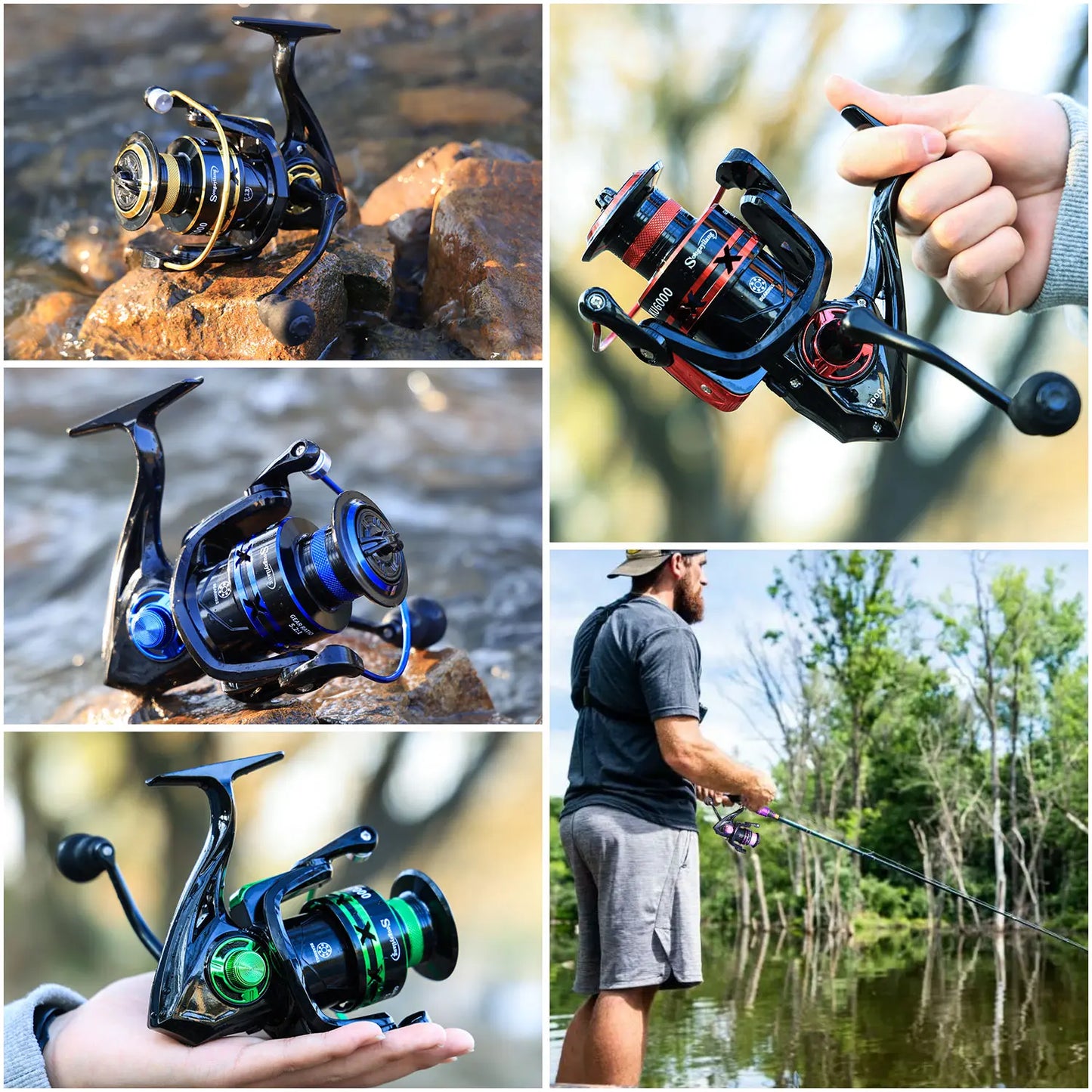 Sougayilang Spinning Fishing Reel 1000-7000 Series 5.2:1 Gear Ratio Aluminum Spool Ultra Smooth Reel Max Drag 20kg Fishing Tool