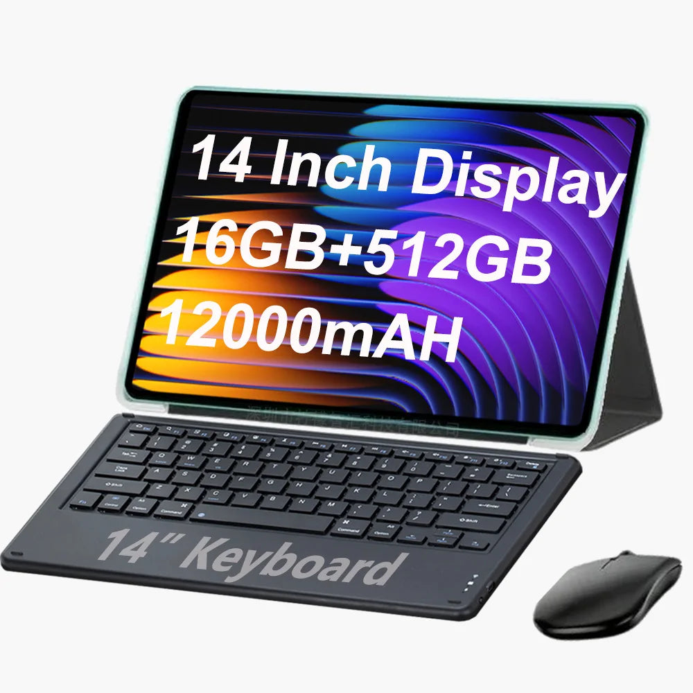 Nenmone Mpad15 2 in 1 Tablet Laptop 14' Android 15 Octa Core 14inch Tablet 16GB RAM 512GB 4G+wifi Dual Speakers 12000Mah Battery