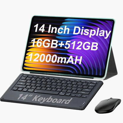 Nenmone Mpad15 2 in 1 Tablet Laptop 14' Android 15 Octa Core 14inch Tablet 16GB RAM 512GB 4G+wifi Dual Speakers 12000Mah Battery