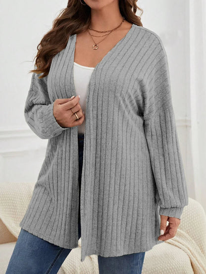 Autumn and Winter  Plus Size Women's 1XL-5XL Solid Color Loose Cardigan Top Women's Long Sleeved Knitted Jacket