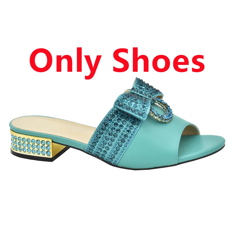 Fashion Women Shoes and Bag Set In Italy Matching Shoes and Bag Set Decorated with Rhinestone Nigerian Shoes and Matching Bags