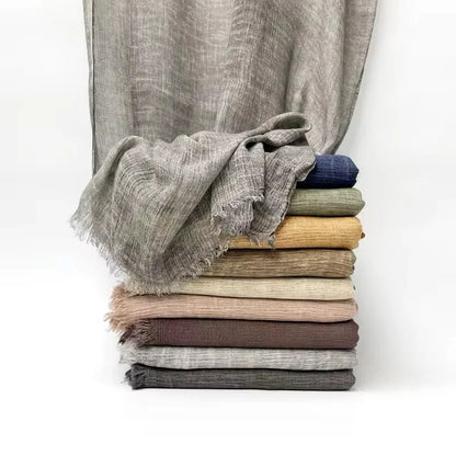Fashion Crinkle Cotton Royan Hijab Scarf for Muslim Women Islamic Long Soft Shawls Wraps Short Tassel Bufanda Accessories