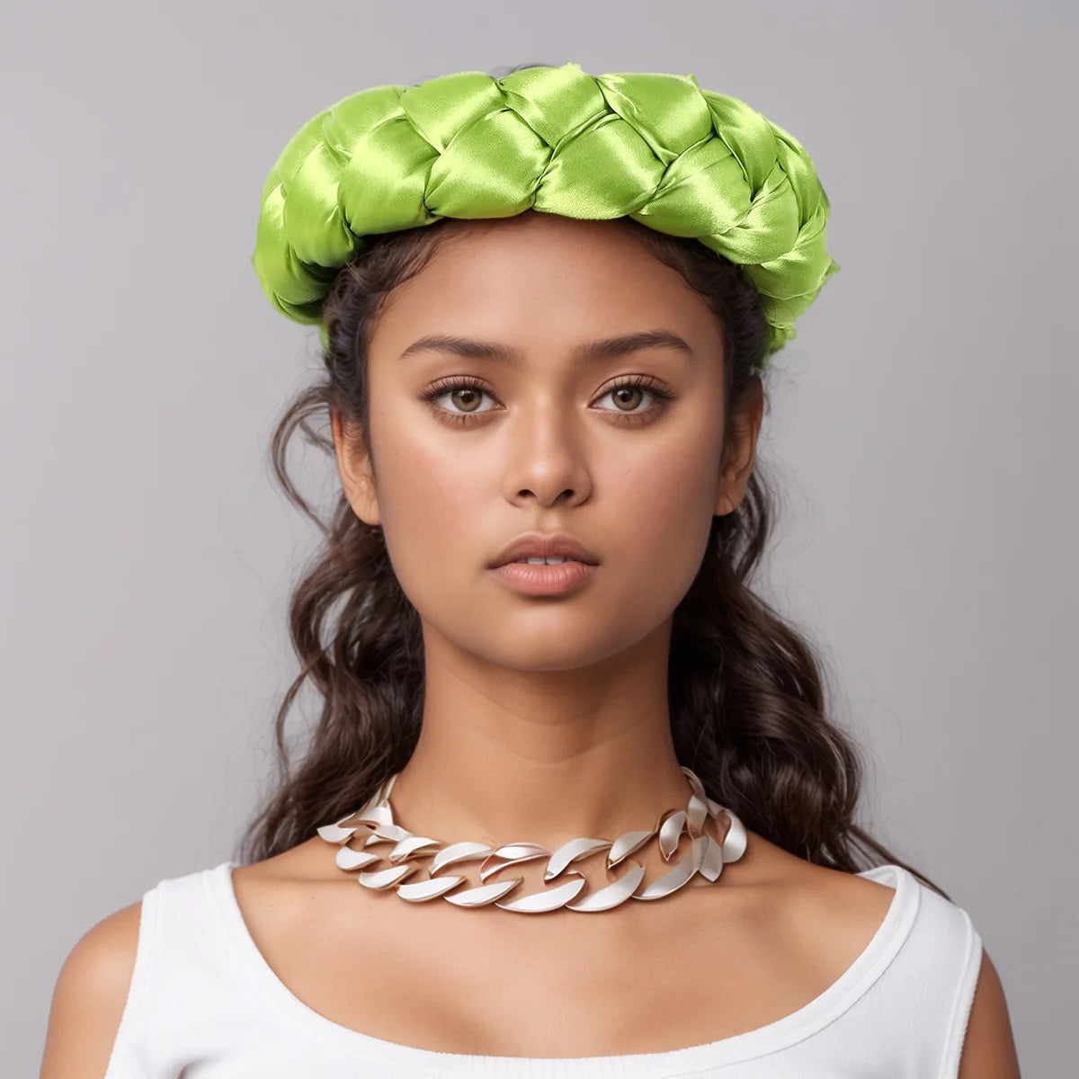 Exaggerated Satin Braid Headband for Women Lady Party Headpiece Candy Color Head Bands