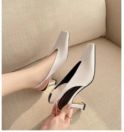 Sandals Luxury Brand Sexy Dress Shoes Elegant Chunky High Heeeled Pumps Sexy Pointed Toe Evening Shoes Women Shoes V Cut Shoes