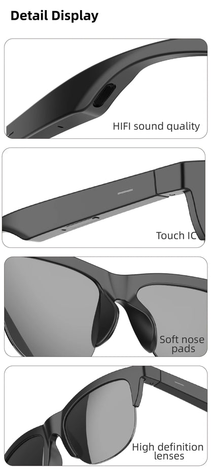 TWS Bluetooth Headphones Smart Glasses Binaural Music Touch Earphones With Microphone Audio Sunglasses Call for All Smartphone