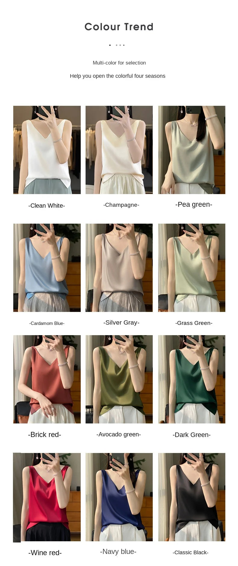 New Lce Silk Satin Camisole Women's Spring/Summer Solid Color Sleeveless Sexy Comfortable Silk Underwear Vest RW-D09