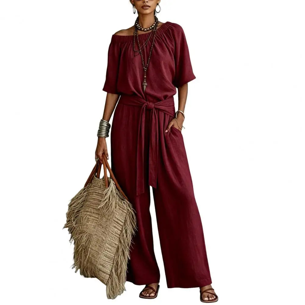 Jumpsuits Women V Neck Full Sleeve Rompers Lace Up Work Splice Long Pants One Piece Elegant Office Lady Streetwear Summer