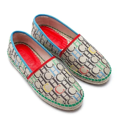 CH Fashion Monogram Print Commuter Flats Woven Material Fisherman 2025 New Luxury Brand Slip-On Women's Casual Shoes