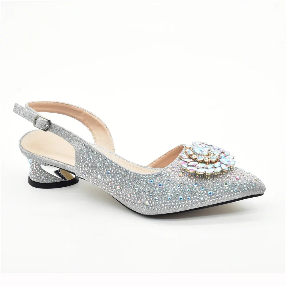 New Italian Shoes and Bags Matching Set 2025 Luxury Designer Pumps Women Full Rhinestone Designer Shoe and Bag Sets From Italy