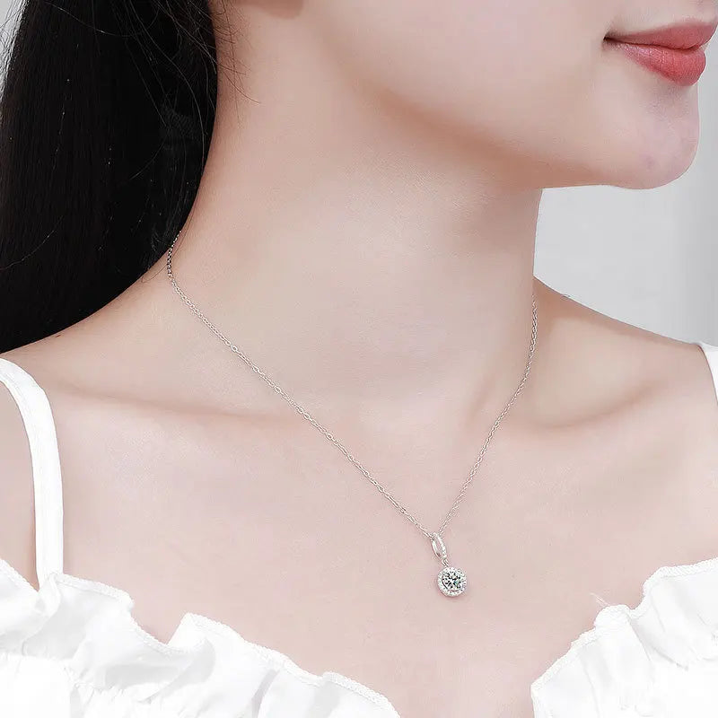 TY D VVS1 Moissanite Pandent Necklace GRA Certified 0.5-2ct Lab Diamond s925 Sterling Silver Dainty Necklaces for Women