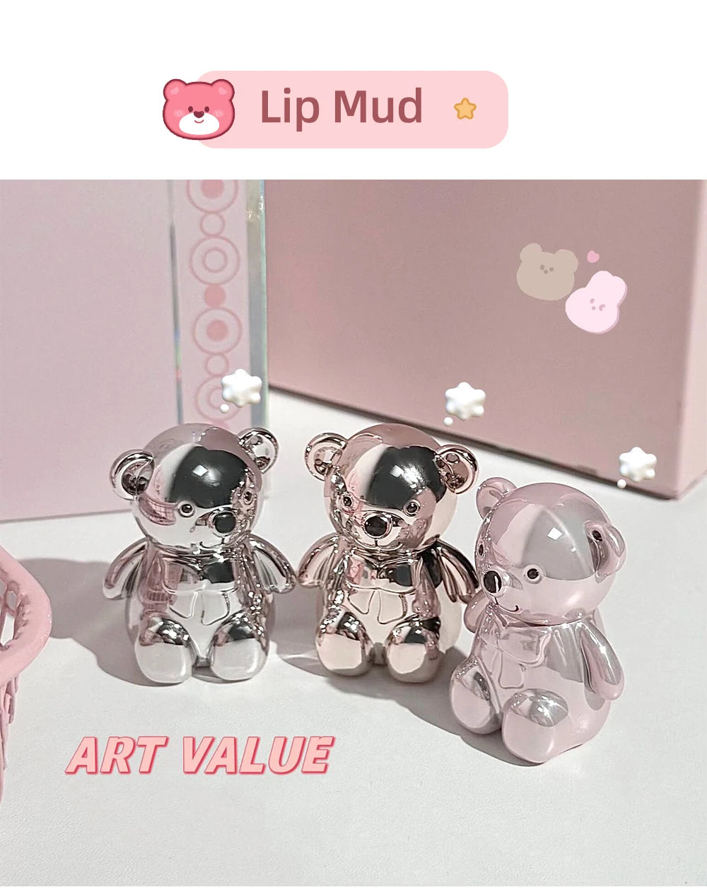 ART VALUE 7PCs Multipurpose Makeup Sets Include 3 Matte Lip Mud,1 Pressed Powder,1 Blush,1 Eyes Palette And Necklace Cosmetics