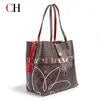 CH Tote Bag for Women Two Tone PU Leather Large Capacity Shoulder Handbag Luxury Ladies Commute Shopping Shopper Bag