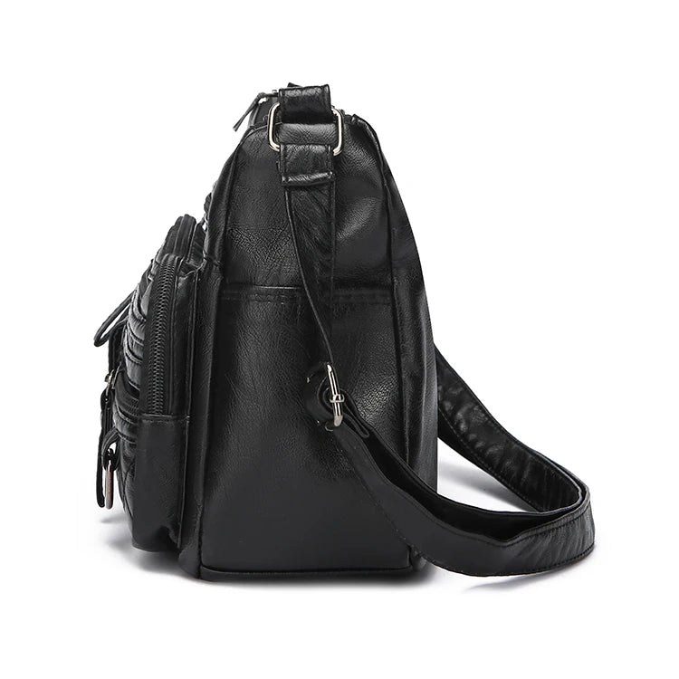 Women's Crossbody Bag, Synthetic Leather Shoulder Bag with Adjustable Shoulder Straps, Lightweight Multi Pocket Bag with Zipper