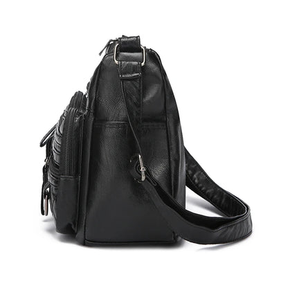 Women's Crossbody Bag, Synthetic Leather Shoulder Bag with Adjustable Shoulder Straps, Lightweight Multi Pocket Bag with Zipper