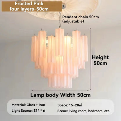 Designer Murano Ceiling Chandeliers Pink Colorful Glass LED Hanging Pendant Lights for Living Dining Room Bar Villa Art Lighting