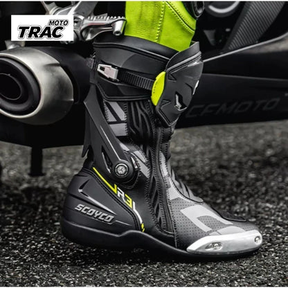 MR003 Knee-High Motorcycle Boots for Men Women Off-Road Highway Riding Durable Anti-Slip Sole Ankle Support All-Terrain Grip