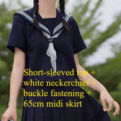 Orthodox JK Uniform School Uniform Basic Navy Navy College Style School Supply Middle Sailor Uniform Autumn and Winter Suit