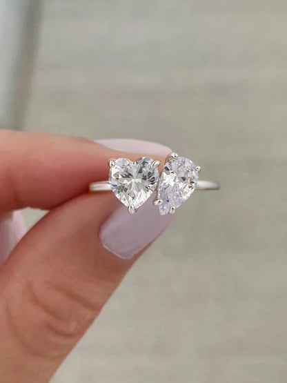 925 Sterling Silver Simplicity Classic Zircon Water Drop Ring For Women Engagement Wedding Luxury High Quality Fine Jewelry