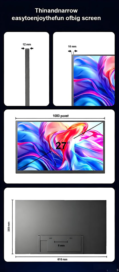 SIBOLAN 27 inch 165Hz Portable Monitor 2K 2560*1440P IPS Gaming Second Screen with USB C HDMI Port for PC Laptop PS5 Switch