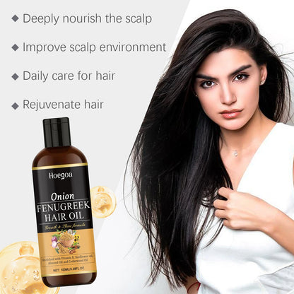 HOEGOA 100ml Onion Fenugreek Hair Oil Promote Hair Growth Prevent Hair Loss Nourish Scalp Mild Ingredients Fenugreek Hair Oil