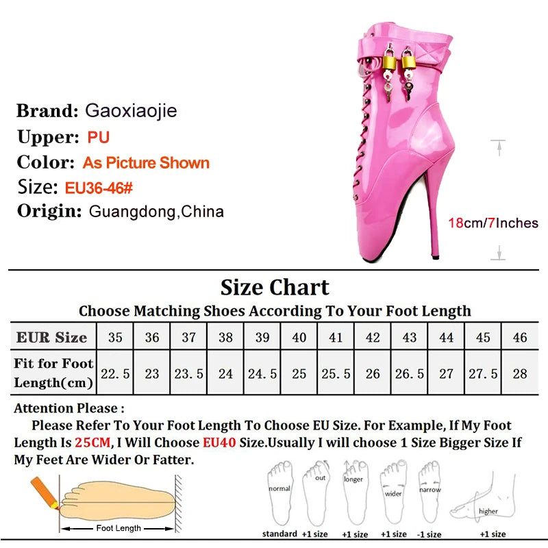 18CM/7Inch Stiletto Super High Heel Lock Wrap Strap Ankle Ballet Boots Fetish Shoes 2025 New Women Pink Sexy Short Booties Mujer