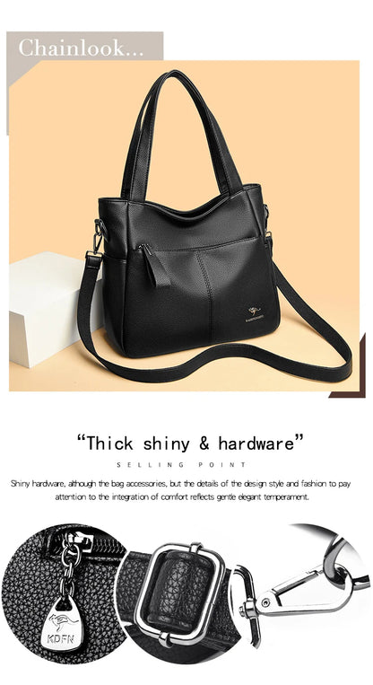 High Quality Soft Leather Shoulder Crossbody Bags For Women Large Capacity Luxury Bag Brand Designer Casual Handbag Sac A Main