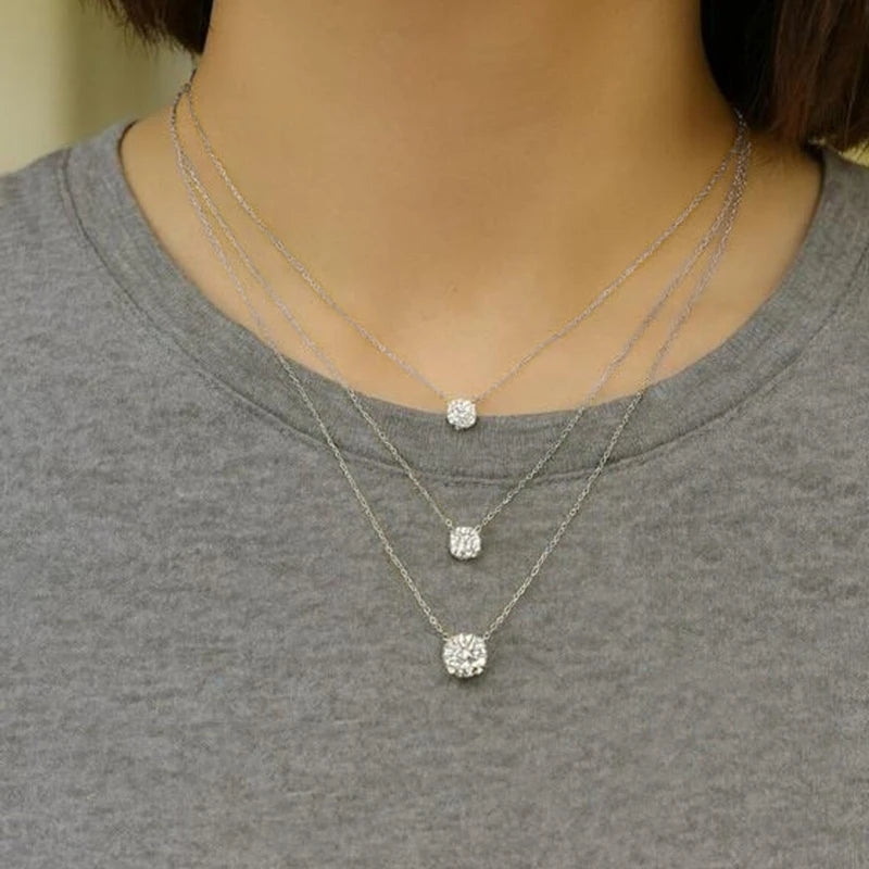 Rrjzz 0.5-5CT Moissanite Pendant Necklace for Women Solitaire D Color Round Cut Lab Imitation Diamond GRA Certified Necklaces