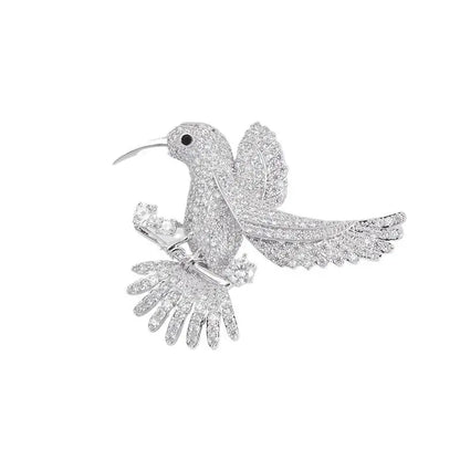 Exquisite Shiny Rhinestone Hummingbird Brooches For Women Clothing Coat Jewelry Accessries Gift