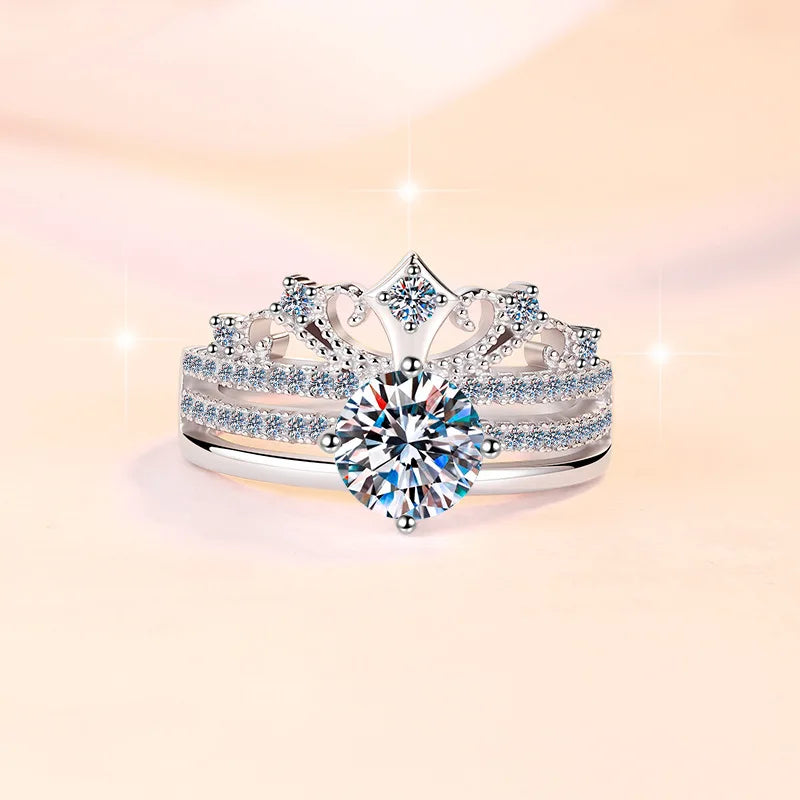 Pure hypoallergenic substrate encases 2ct moissanite for women’s four-prong crown luxury ring with soft PT950 platinum sheets