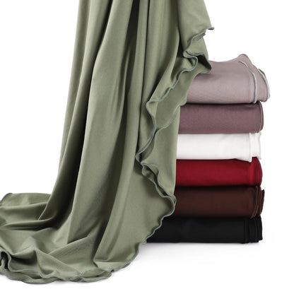 Luxury Wavy Edge Jersey Hijab for Women Solid Color Milk Silk Scarf Headscarf Autumn Shawl Stretchy Chiffon Scarf Ramanda