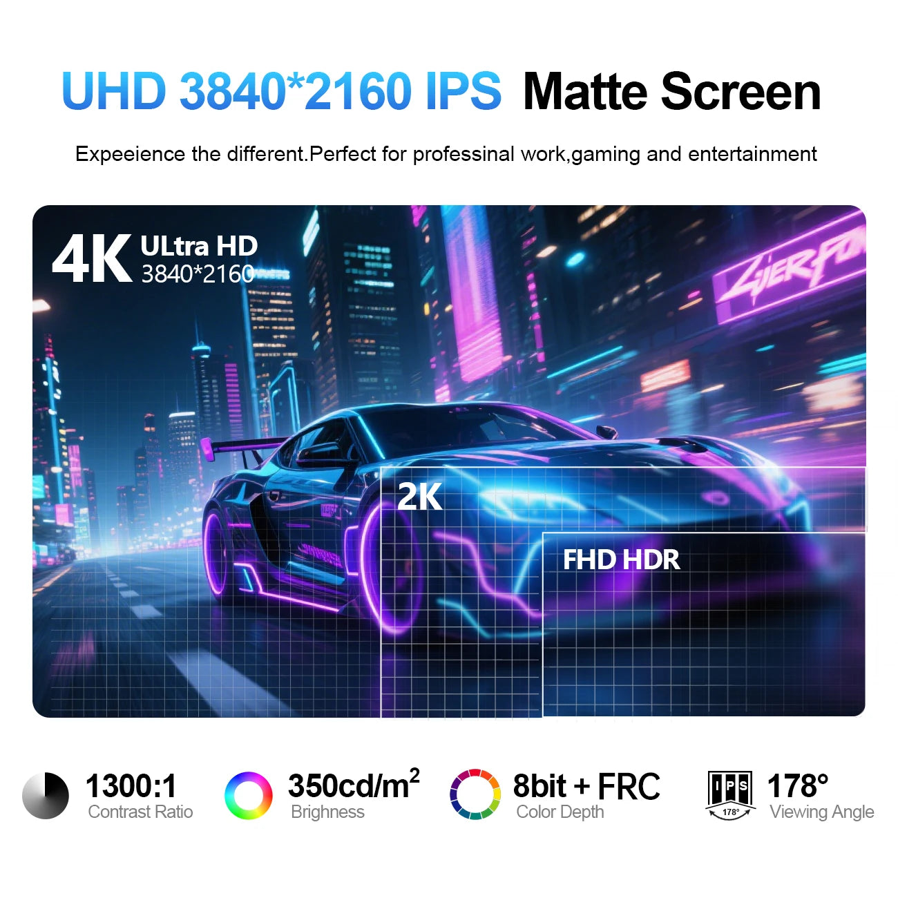 SIBOLAN 23.8" 4K Portable Monitor UHD 3840*2160 100%sRGB External Gaming Screen USB C LS Stand VESA for Mini PC Laptop MAC