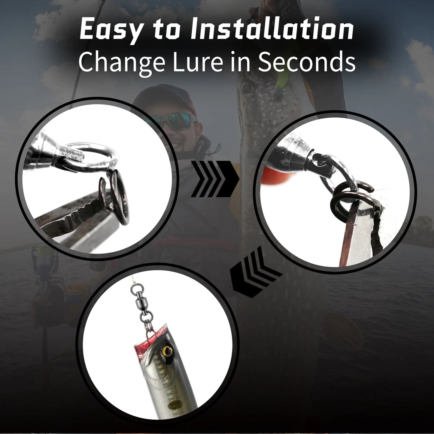 FishTrip Ball Bearing Swivels 10-100pcs Fishing Swivel Solid Welding Ring Stainless Steel Heavy Duty Saltwater Swivel Catfish
