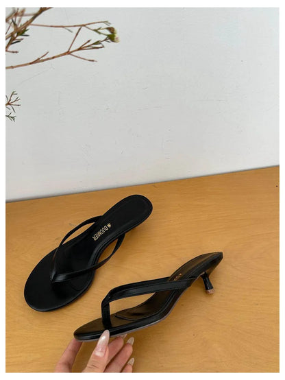 2026 New Summer Thin Heels Slippers Sandals Narrow Band Slides Ladies Shoes Fashion Women Pumps Flip Flops Luxury Slippers Shoes
