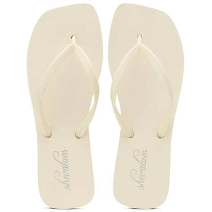 Evshine Women's Square Toe Flip Flops Summer New Comfort Rubber Beach Thong Sandals Lightweight Pool Slides Bath Shower Slippers