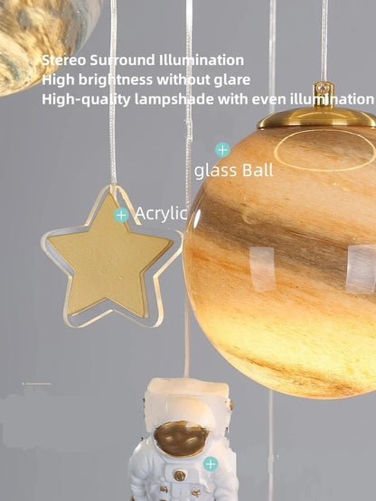 Children's Room Lamp Nordic Modern Pendant Lights Kids LED Ceiling Chandelier Living Room Bedroom Astronaut Hanging Home Decor