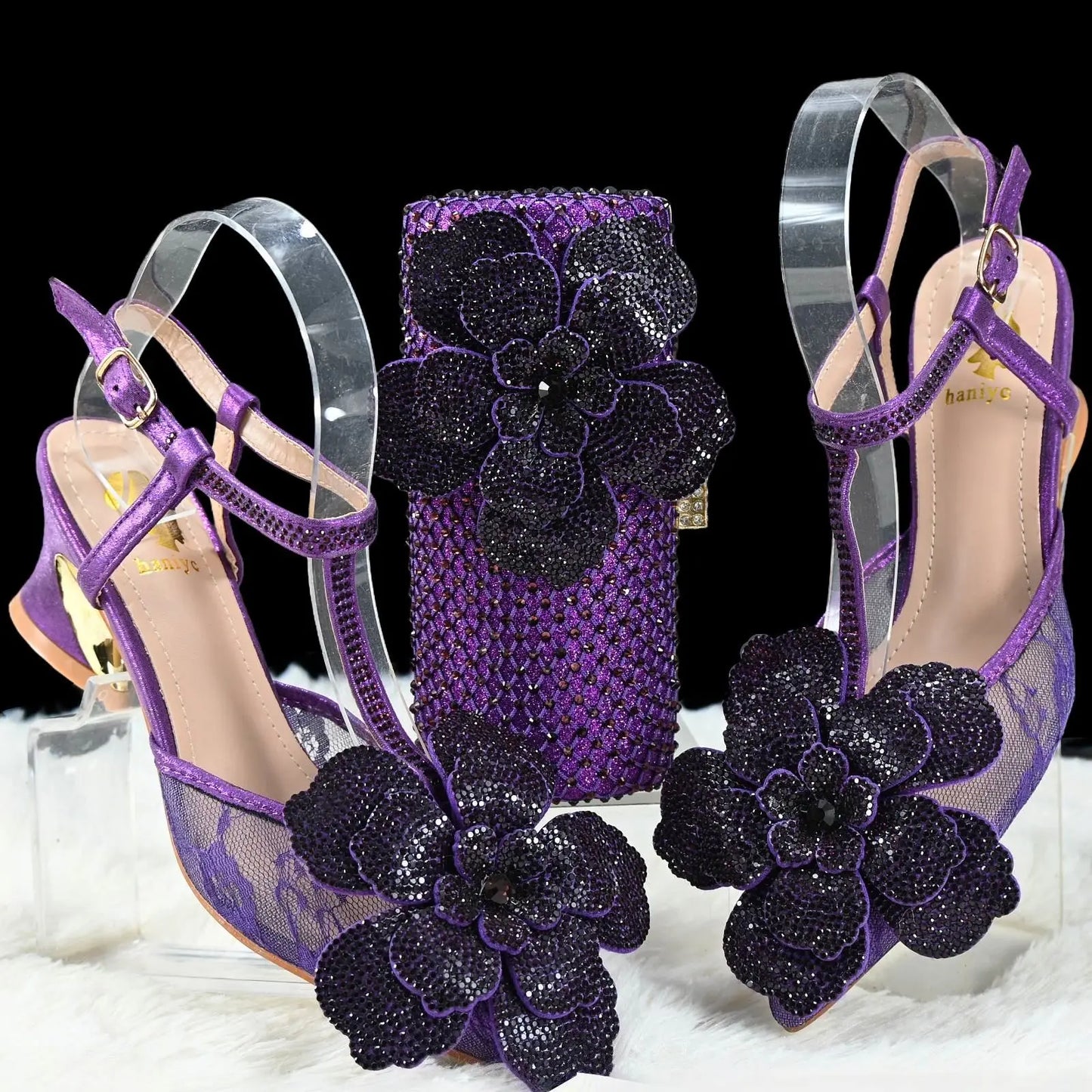 Doershow African Wedding fashion Shoes and Bag Set silver Italian Shoes with Matching Bags Nigerian Women party!   SL1-1