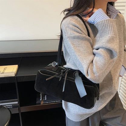 2026 Autumn Winter Latest Commute Shoulder Bags For Women PU Suede Pure Color Large Capacity Boston Bag Luxury Designer Handbags
