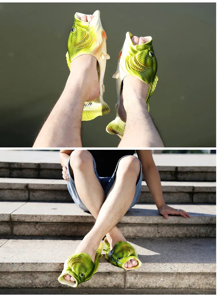 Funny Beach Slippers Unisex Men's Summer Slides Designer Unicorn Fish Slippers Boys Plus Size 31-47 Outdoor Flip Flops