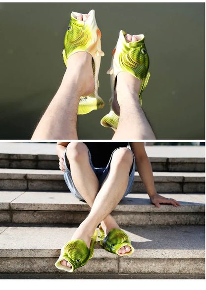 Funny Beach Slippers Unisex Men's Summer Slides Designer Unicorn Fish Slippers Boys Plus Size 31-47 Outdoor Flip Flops