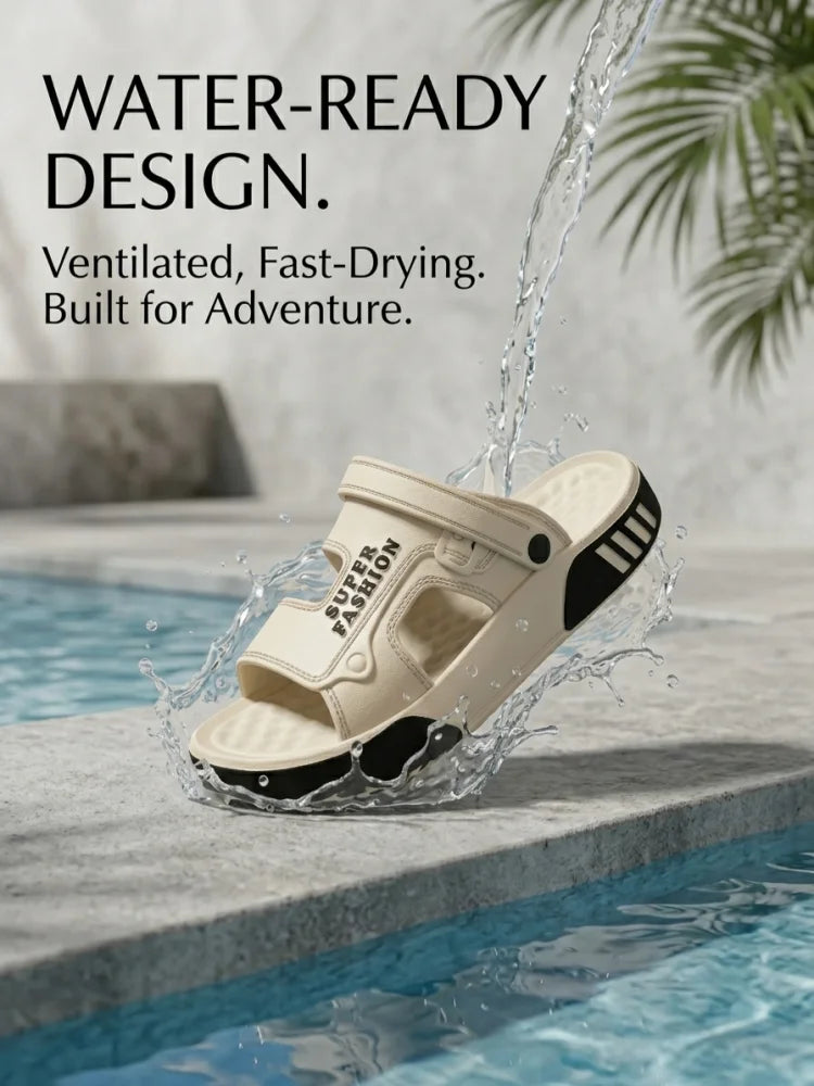Men's Innovative Design Spring and Summer Eva Comfortable Thick-Soled Fashionable Casual Sandals for Home and Outdoor Activities, Versatile for Daily Use, Dual-Wear Slippers