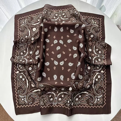 Paisley Printed Square Scarf For Women Elegant Imitation Silk Scarves Bandanas Retro Hijab Neckerchief Luxury Shawl Wraps