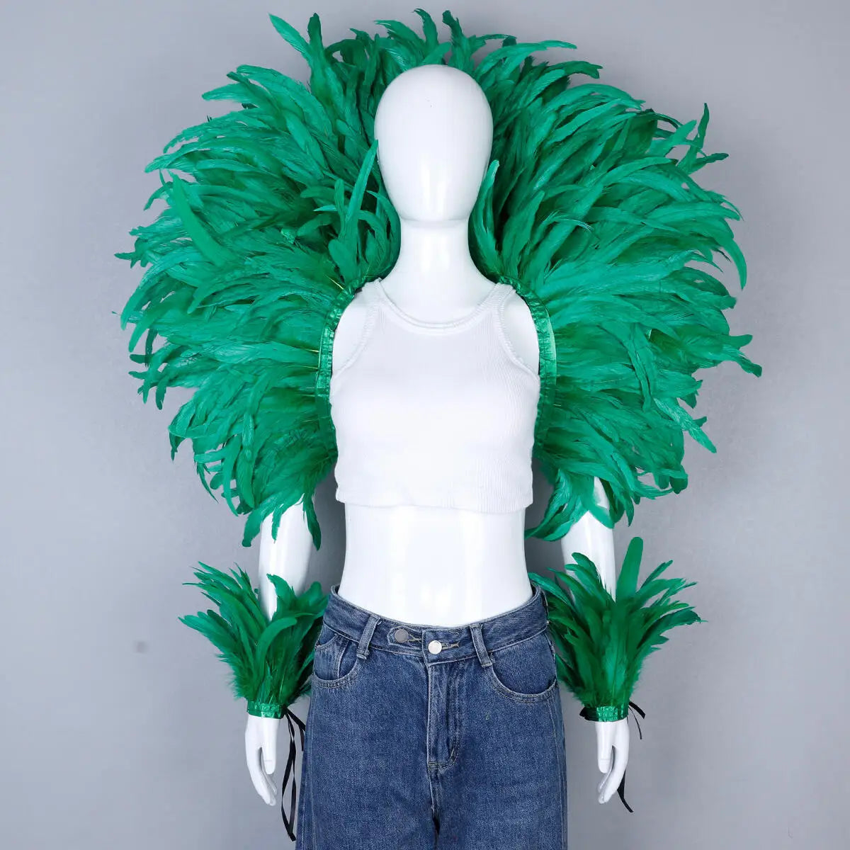 Elegant Women's 2-Piece Shawl Set Cosplay Feather Punk Style for Halloween Masquerade Ball Party Carnival New