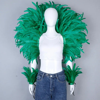 Elegant Women's 2-Piece Shawl Set Cosplay Feather Punk Style for Halloween Masquerade Ball Party Carnival New