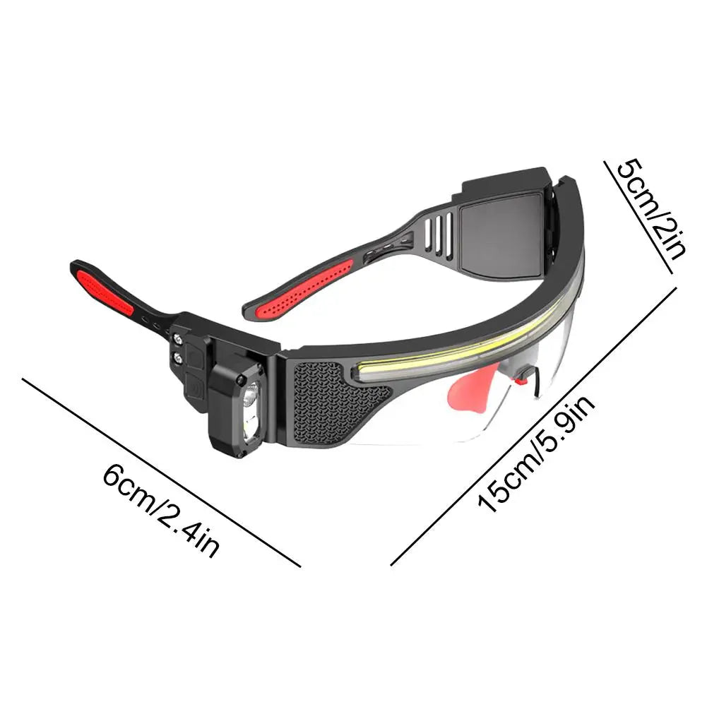 Smart Sensor LED Glasses Lamp Dual Color Light Protective Goggles USB Charging Long Lasting IPX6 Waterproof For Working Fishing