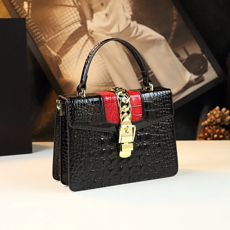 Luxury Fashion Brand Women's Handbags Genuine Leather Shoulder Crossbody Bag Crocodile Small Hard Square Portable Messenger Bags