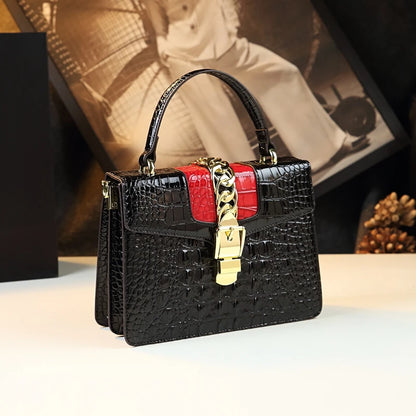 Luxury Fashion Brand Women's Handbags Genuine Leather Shoulder Crossbody Bag Crocodile Small Hard Square Portable Messenger Bags