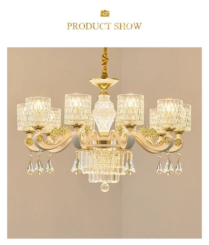 European Luxury Crystal Chandeliers LED Lights For Hotel Villa Lobby Living Dining Room French Romantic Home Decor Hanging Lamps