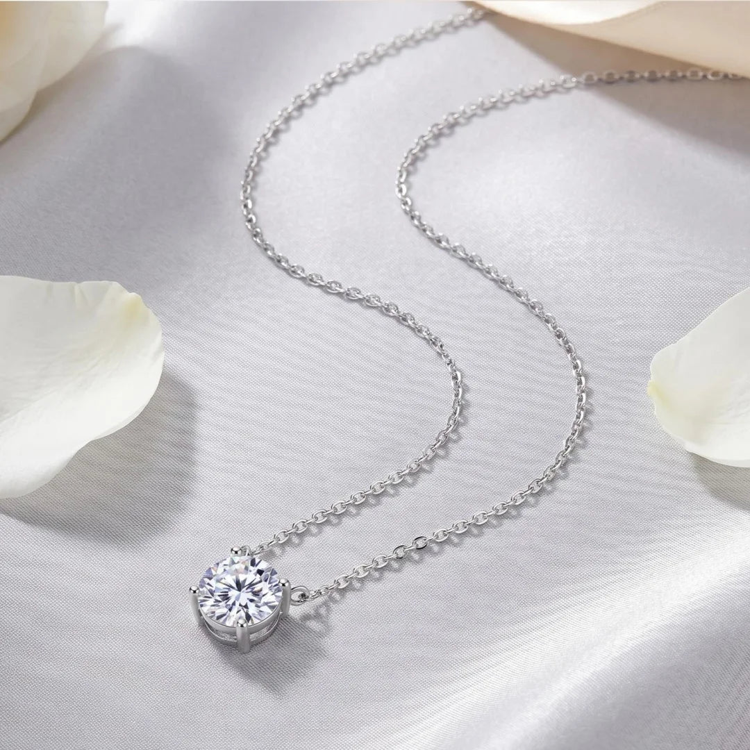 1-3ct Moissanite Necklace for Woman Wedding Fine Jewely with Certificates 925 Sterling Sliver Plated 18k White Gold Necklace